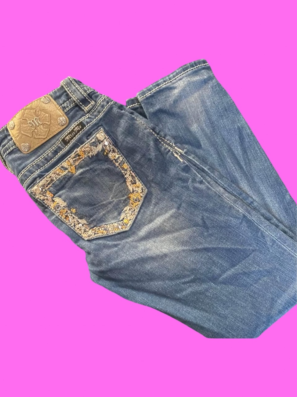 Miss Me Blue Embroidered Ankle Jeans